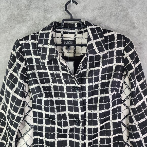 Womens Black & White Checkered Dennis Basso Tweed Jacket Button Front Size 20W - Picture 4 of 11
